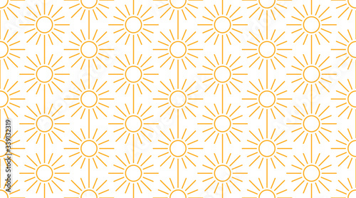 Sun seamless pattern with line icons. Sunny summer background for baby fabric, skin care cream with spf brochure abstract backdrop