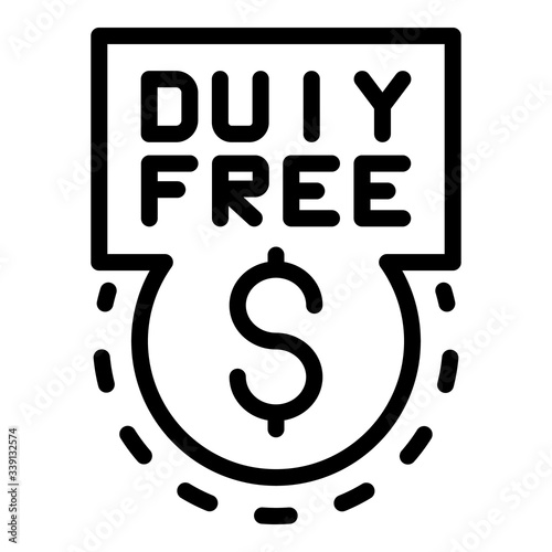 Duty free money icon. Outline duty free money vector icon for web design isolated on white background