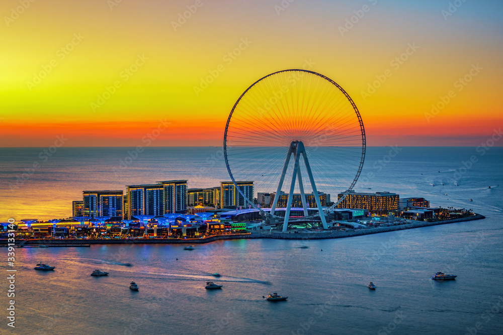 Blue Water Island Dubai Sunset Overview, United Arab Emirates