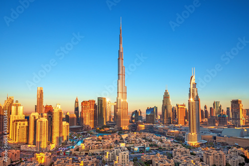 DUBAI - Amazing view on Dubai city center skyline, United Arab Emirates