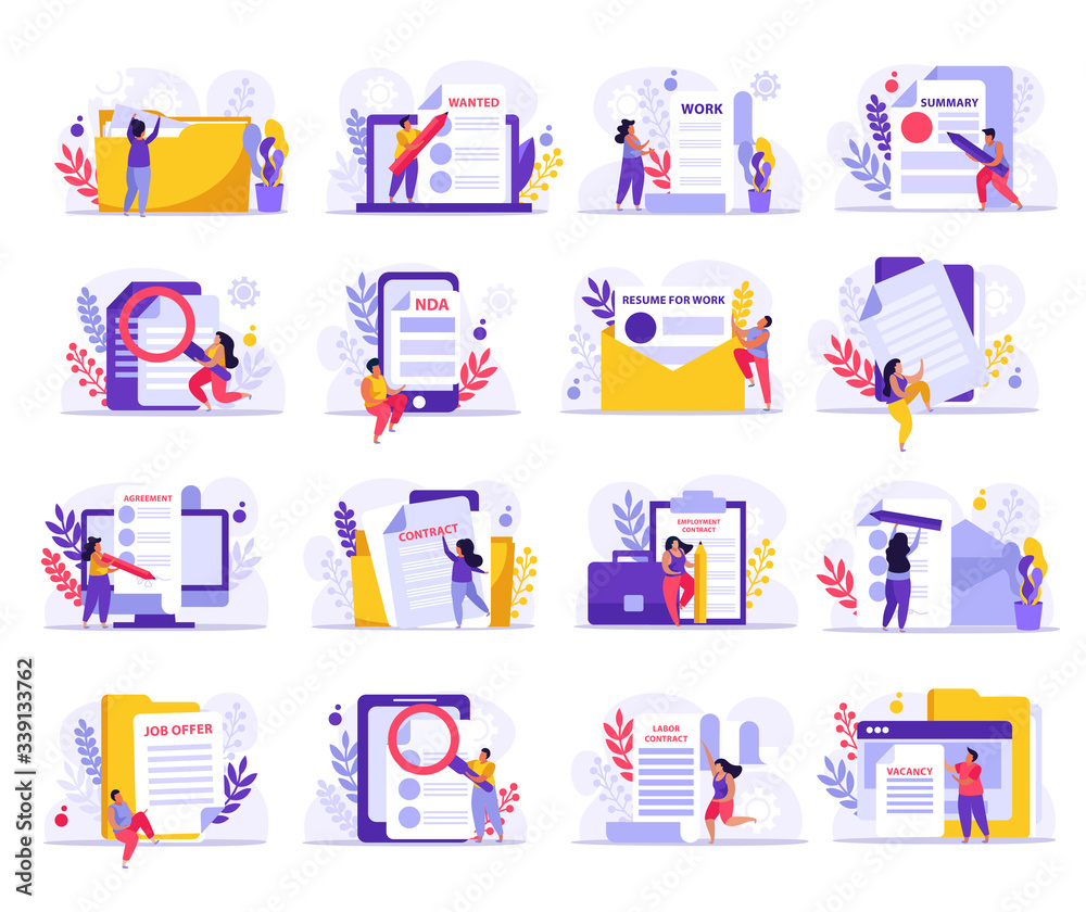 Employment Flat Icons Collection Employment Flat Icons Collection
