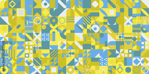 Simple banner of decorative patterns colored geometric composition flat style