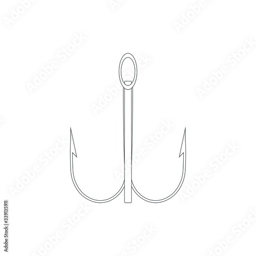 hook with three tips accessory for angling. illustration for web and mobile design.