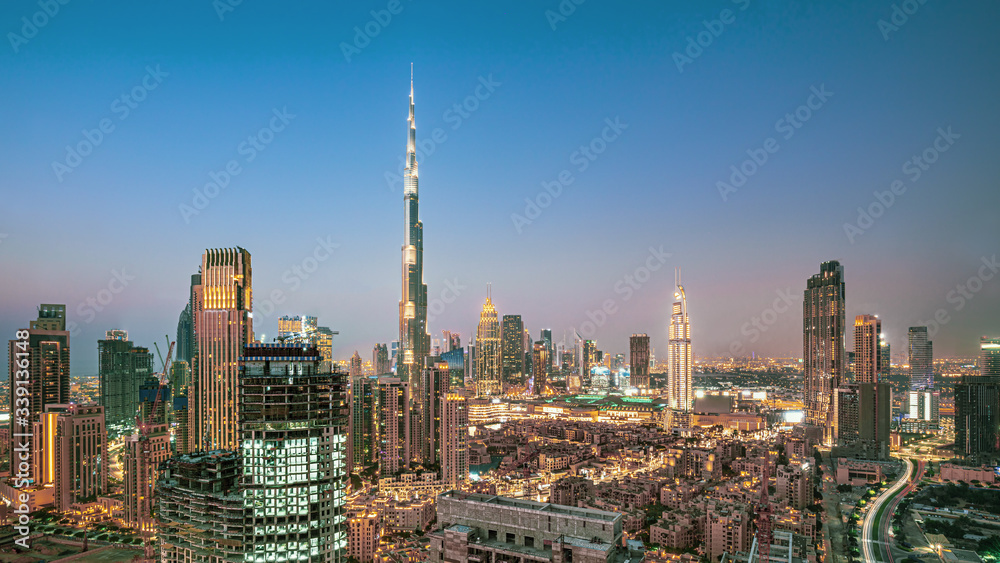 Naklejka premium Dubai city center view, United Arab Emirates