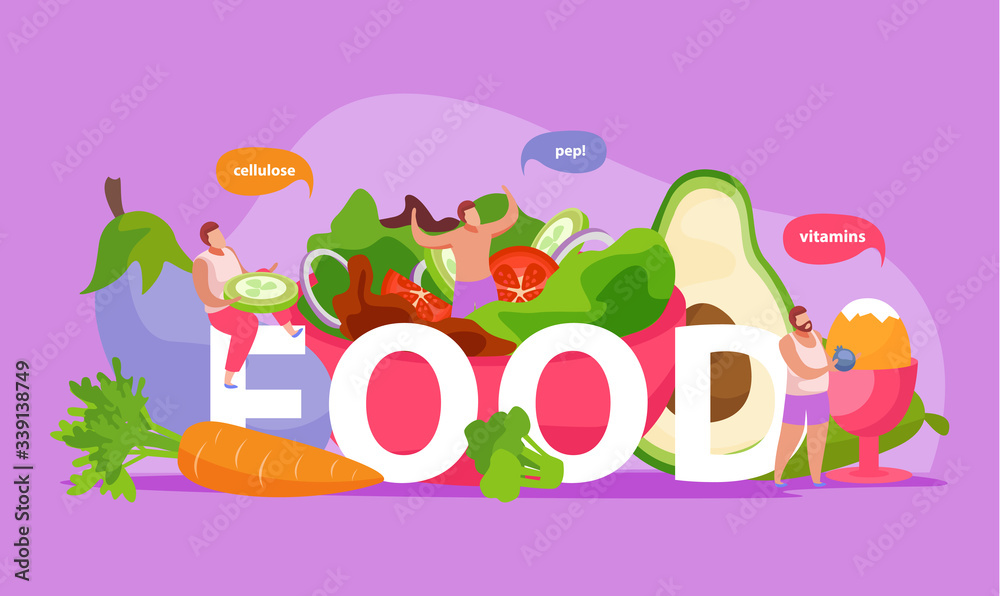 Obraz premium Food Flat Text Composition