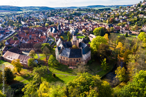 Germany, Hesse, Wetterau, Büdingen, aerial photography, old town of Büdingen with the Büdingen castle
