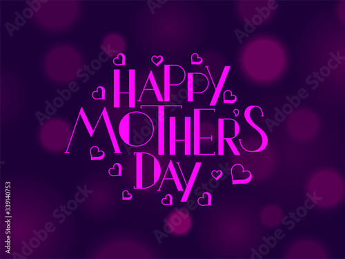 Shiny text Happy Mother's Day on Purple Bokeh Background.