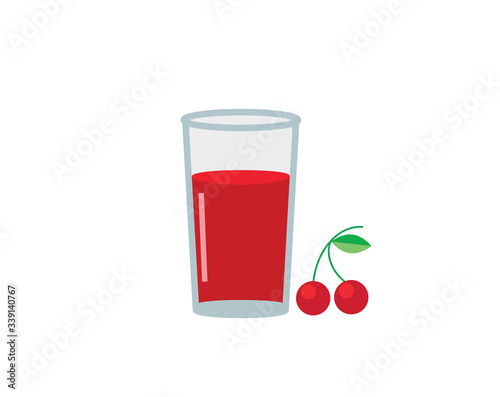 Cherry juice in a glass. Vector icon.