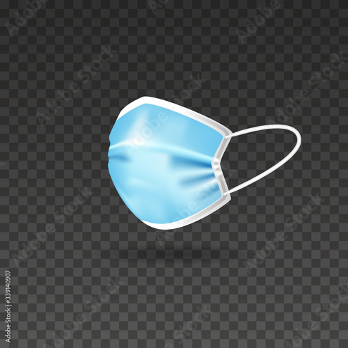 Realistic medical face mask on the transparent background Vector