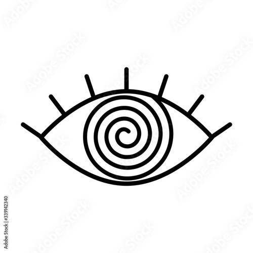 Stylistic human eye spiral. The concept of esotericism and the third eye in many religions. logo.