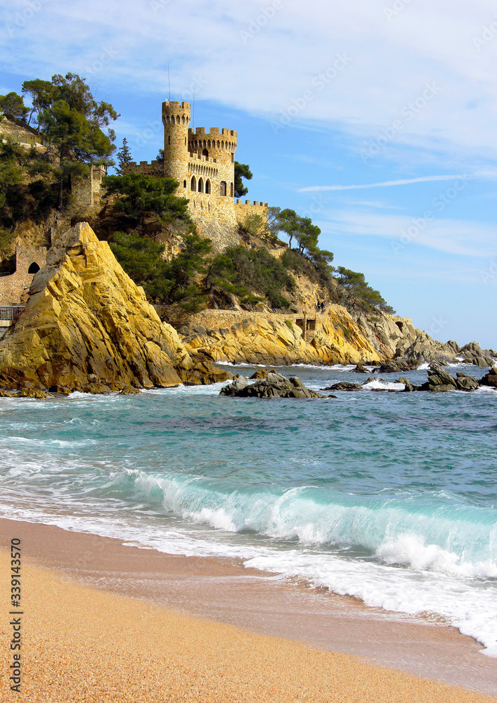 Lloret de Mar castle with a wave