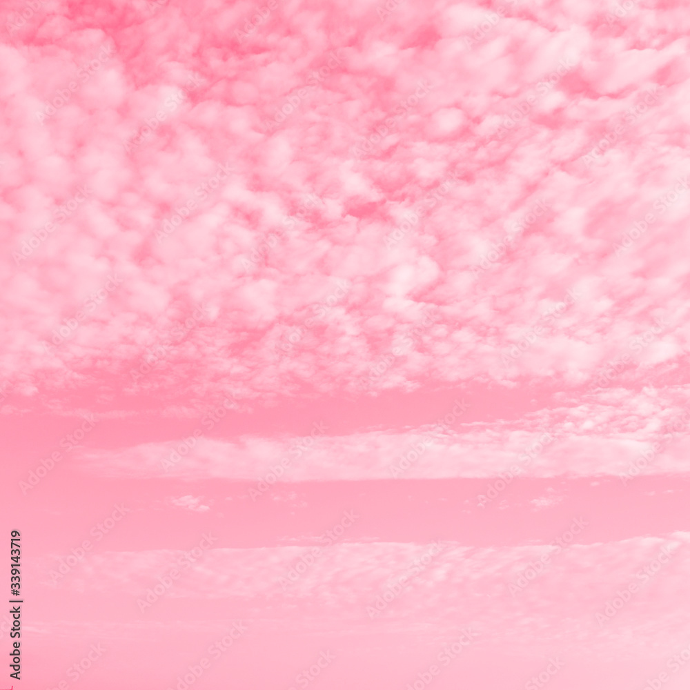 
Pink sky with white clouds