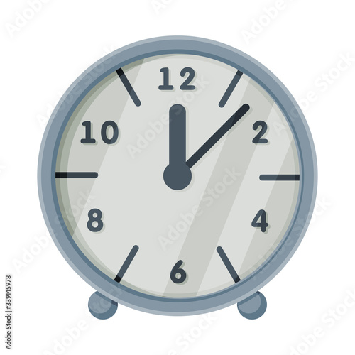Steel Table Clock of Round Shape, Time Measuring Instrument Vector Illustration