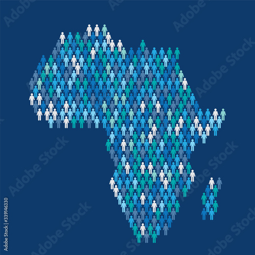 Africa population infographic. Map made from stick figure people