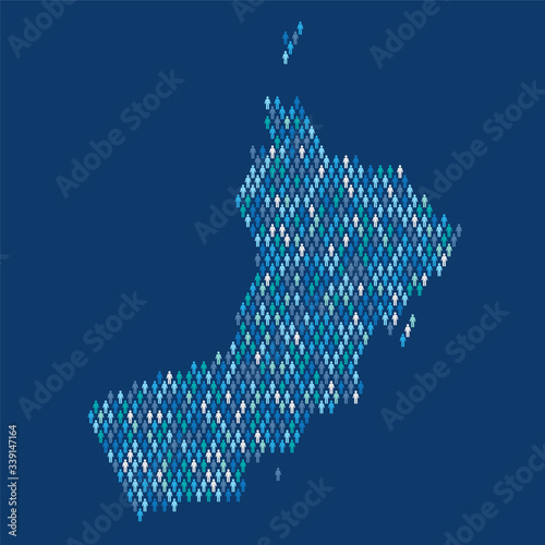 Oman population infographic. Map made from stick figure people