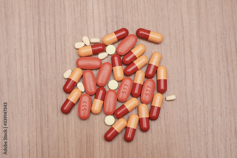 pile of pills on the table pile of pills on the table