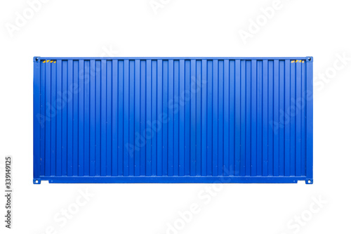Standard blue cargo container isolated on white