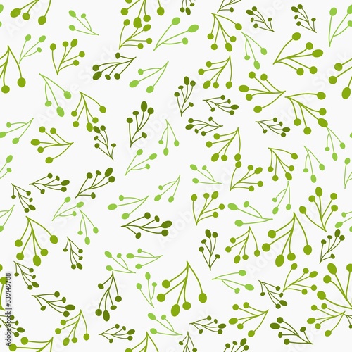 Seamless pattern with twigs and branches. Floral vector background.