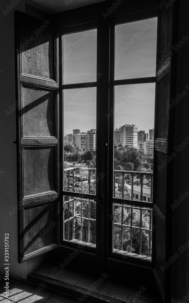 Malaga view from inside the Alcazaba museum Malaga view from inside the Alcazaba museum