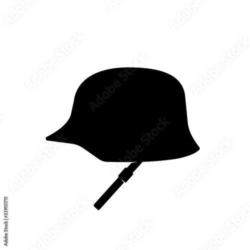 German World War II Helmet Uniform  - Vector Illustration Black Silhouette.