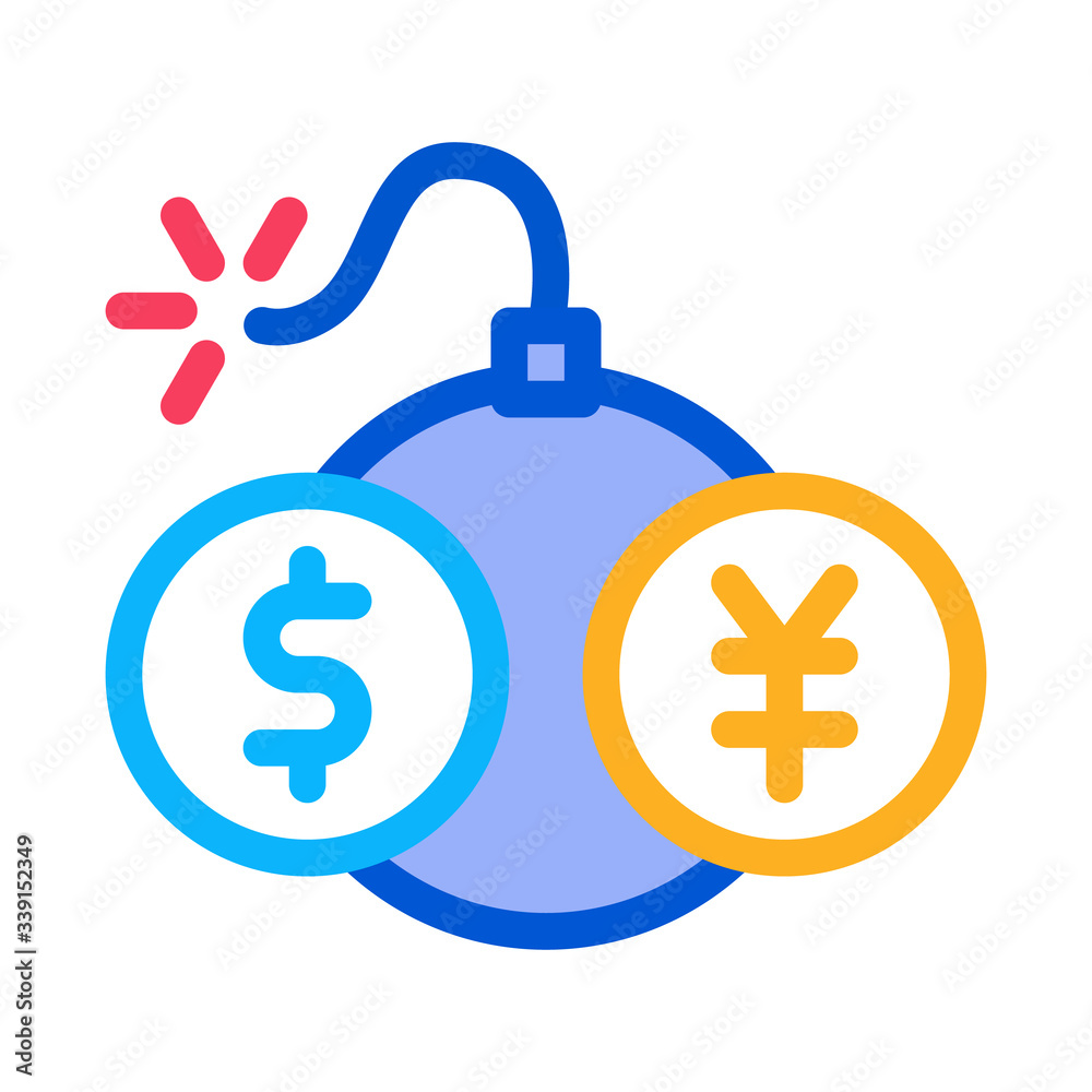 currency trading bomb icon vector. currency trading bomb sign. color symbol illustration currency trading bomb icon vector. currency trading bomb sign. color symbol illustration