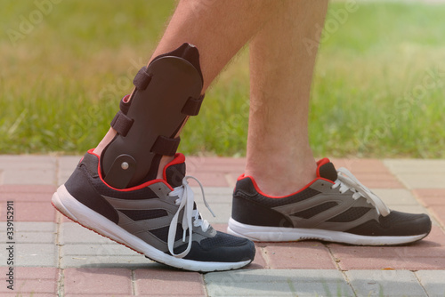 Man wearing ankle brace