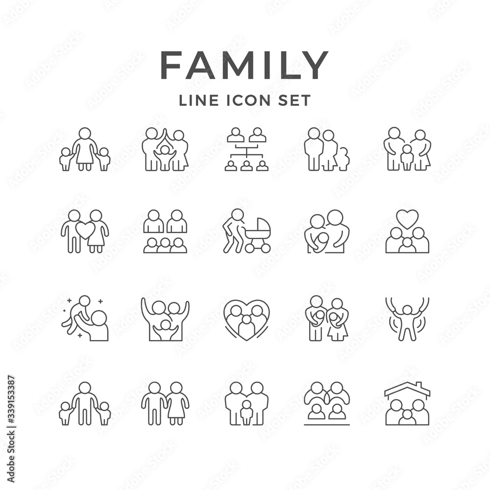 Set line icons of family Set line icons of family