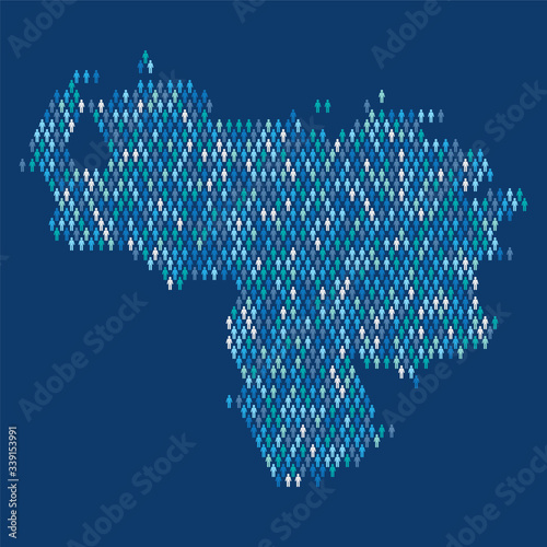 Venezuela population infographic. Map made from stick figure people