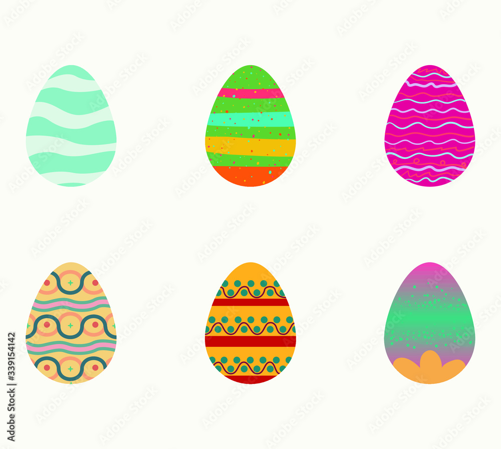 set of easter eggs, vector illustration
