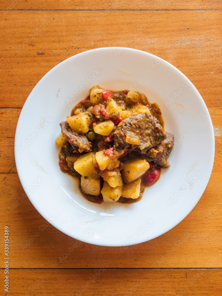 meat stew with potatoes and bell pepper