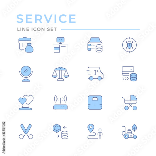 Set color line icons of services