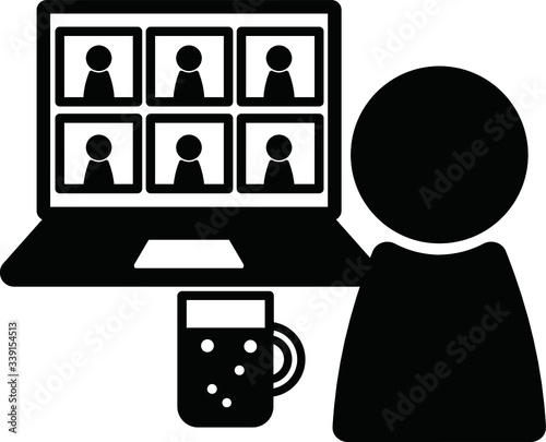 オンライン飲み会のアイコン／イラスト／テレビ電話