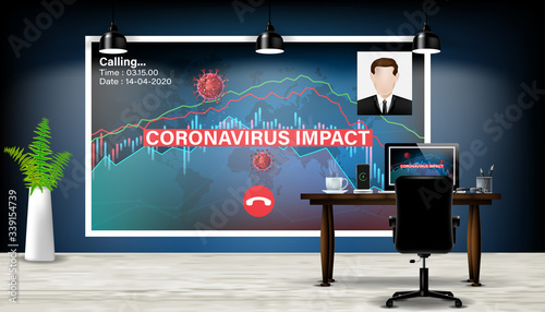 Work from home and social distancing concept. Pandemic outbreak covid-19 virus and protection coronavirus. Vector illustration in design.