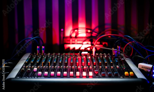 Mixing console in dark-red. Moscow photo
