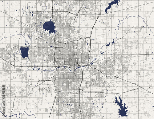 map of the city of Oklahoma, Oklahoma City, USA