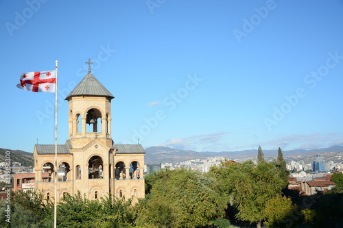 Tbilisi, Georgia - October 5, 2018: View of Sameba Cathedral in Tbilisi photo