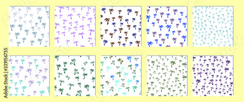 Coconut palm tree. Summer Tropical vector Seamless pattern