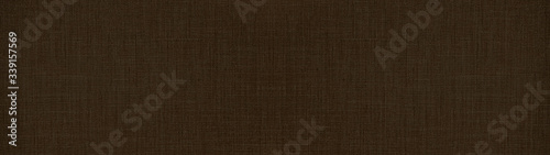 Dark chocolate brown natural cotton linen textile texture background banner panorama	
