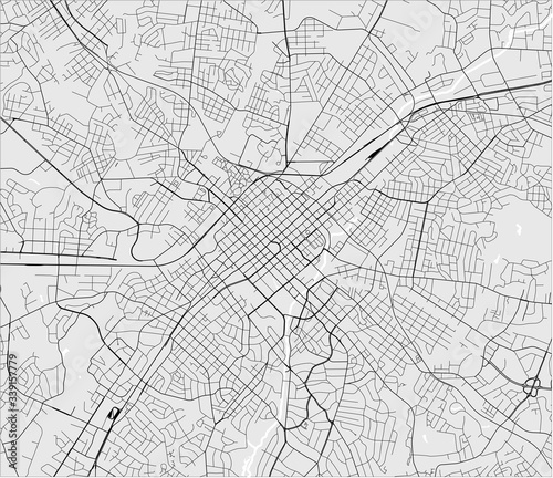 map of the city of Charlotte, in the USA of North Carolina