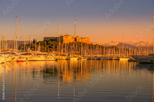 Port of Antibes during a sunset, South of France © TravelWorld