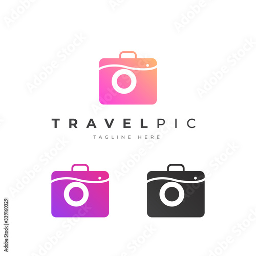 Abstract Creative Camera, Sea Wave, Office Bag, Travel Logo Design Vector Template