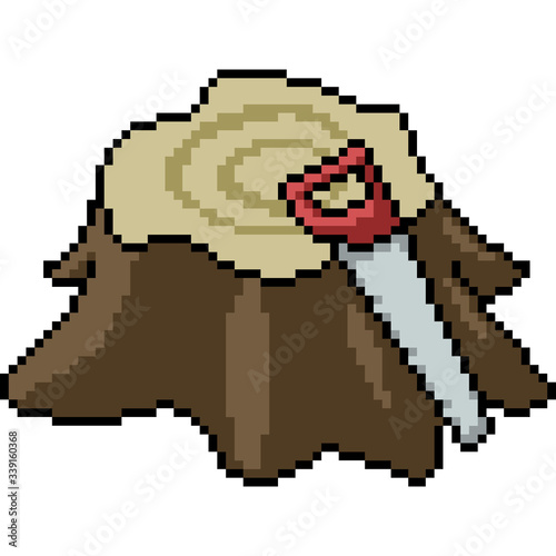 vector pixel art isolated tree stump