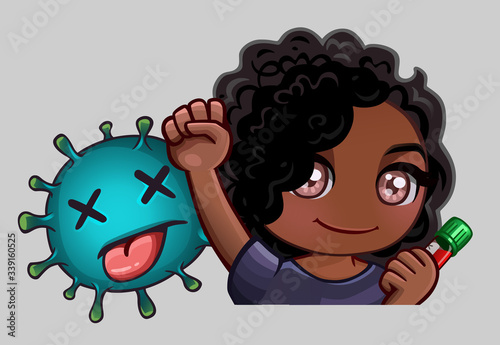 Man defeated the virus. Vector illustration