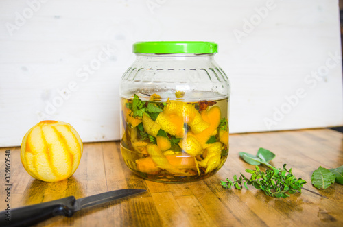 artisan produces liqueur with herbs and aromatic spices