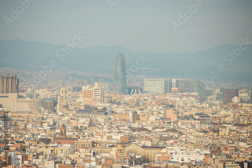 The skyline of Barcelona in Catalonia, Spain