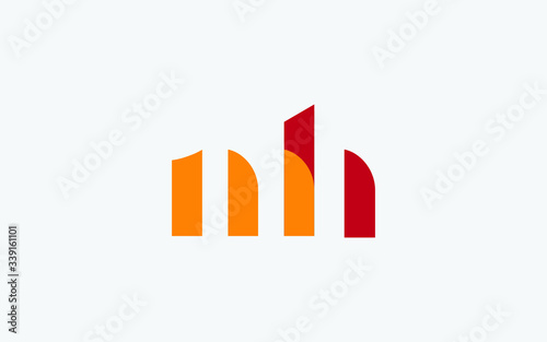 mh or hm and m or h lowercase Letter Initial Logo Design, Vector Template