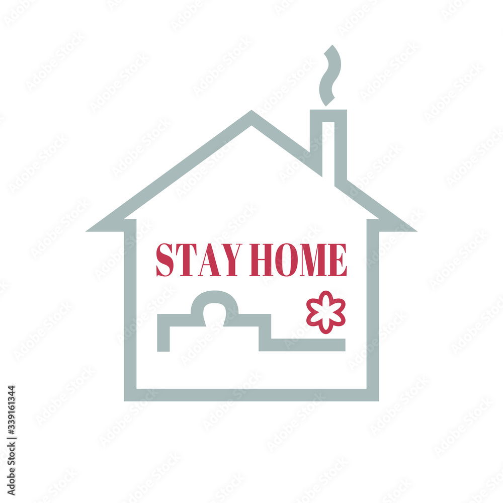 Logo with a call to stay at home. Symbol of the fight against coronavirus. Vector EPS10