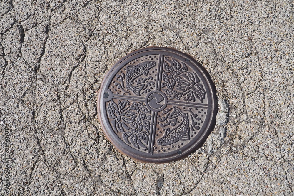 Manhole on street 