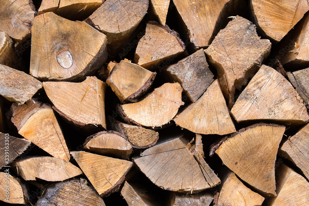 Close up texture of the stack of firewood Close up texture of the stack of firewood