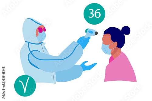 Check your body temperature before entering a flat-style public coronavirus control room.